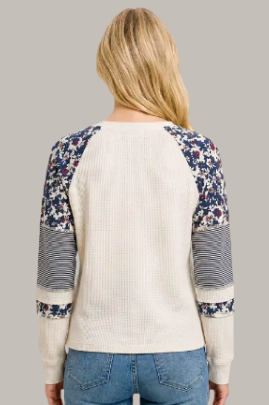 Color Block Waffle Knit Top