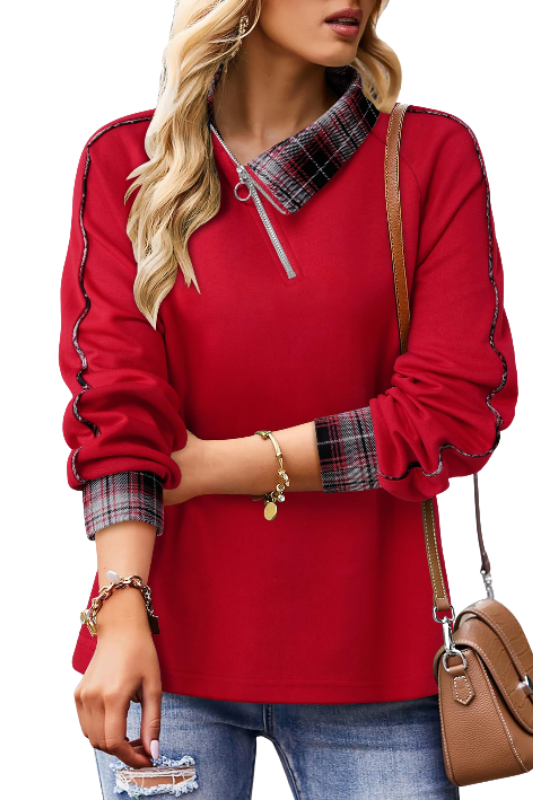 Amazon- V Neck Zip Pullover Sweatshirt (more colors)