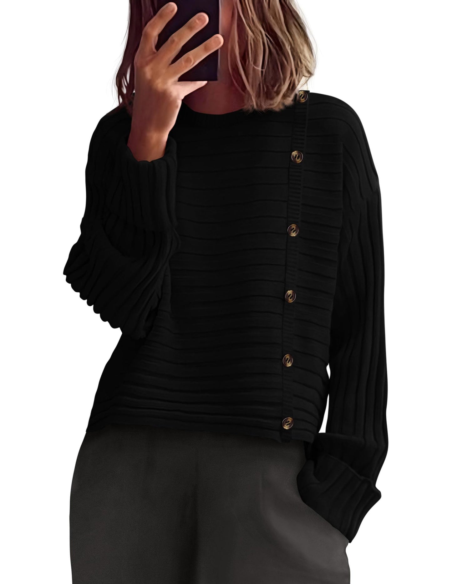 Amazon Side Button Casual Sweater(Several Colors)