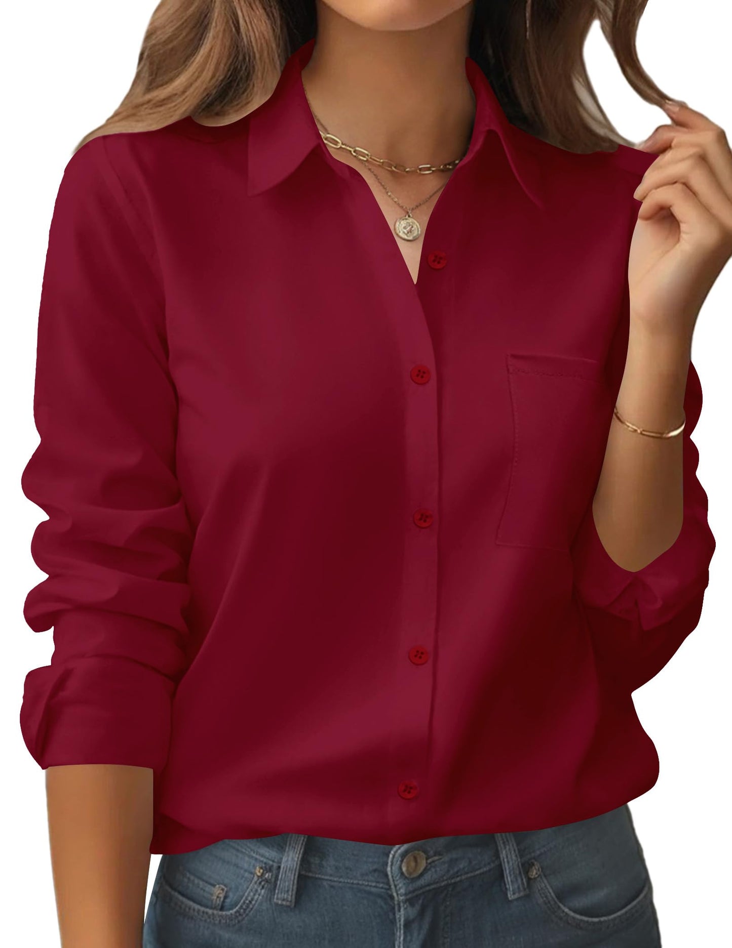 Amazon- Button Down Shirt Long Sleeve Blouse (Several Colors)