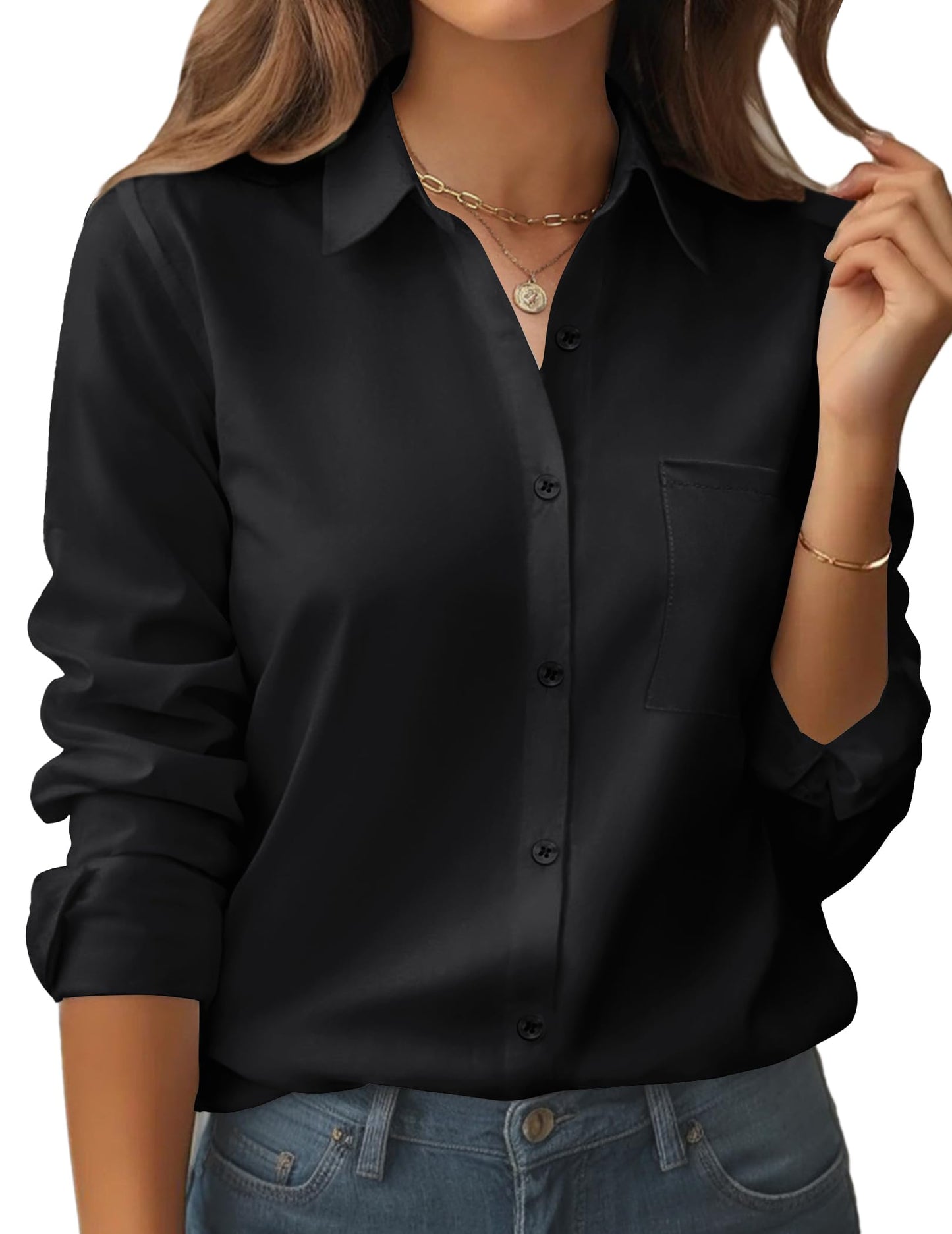 Amazon- Button Down Shirt Long Sleeve Blouse (Several Colors)