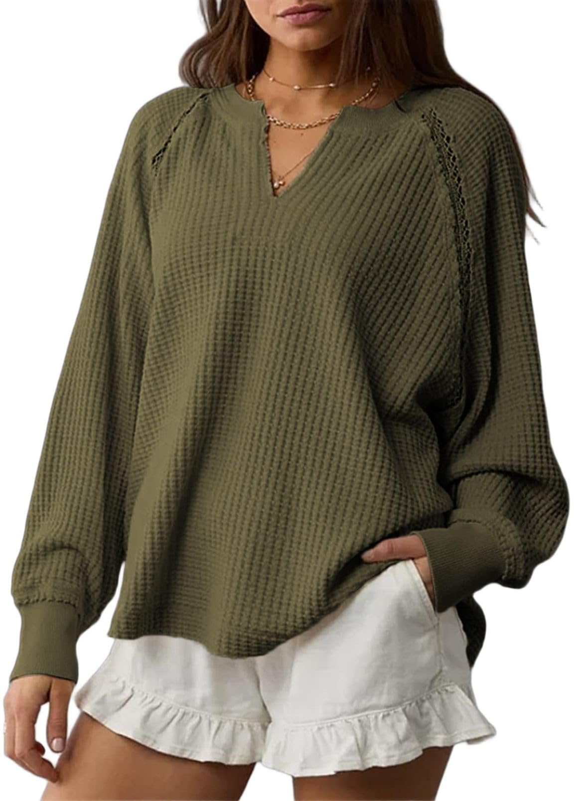 Amazon- Waffle knit Loose Fitted Top