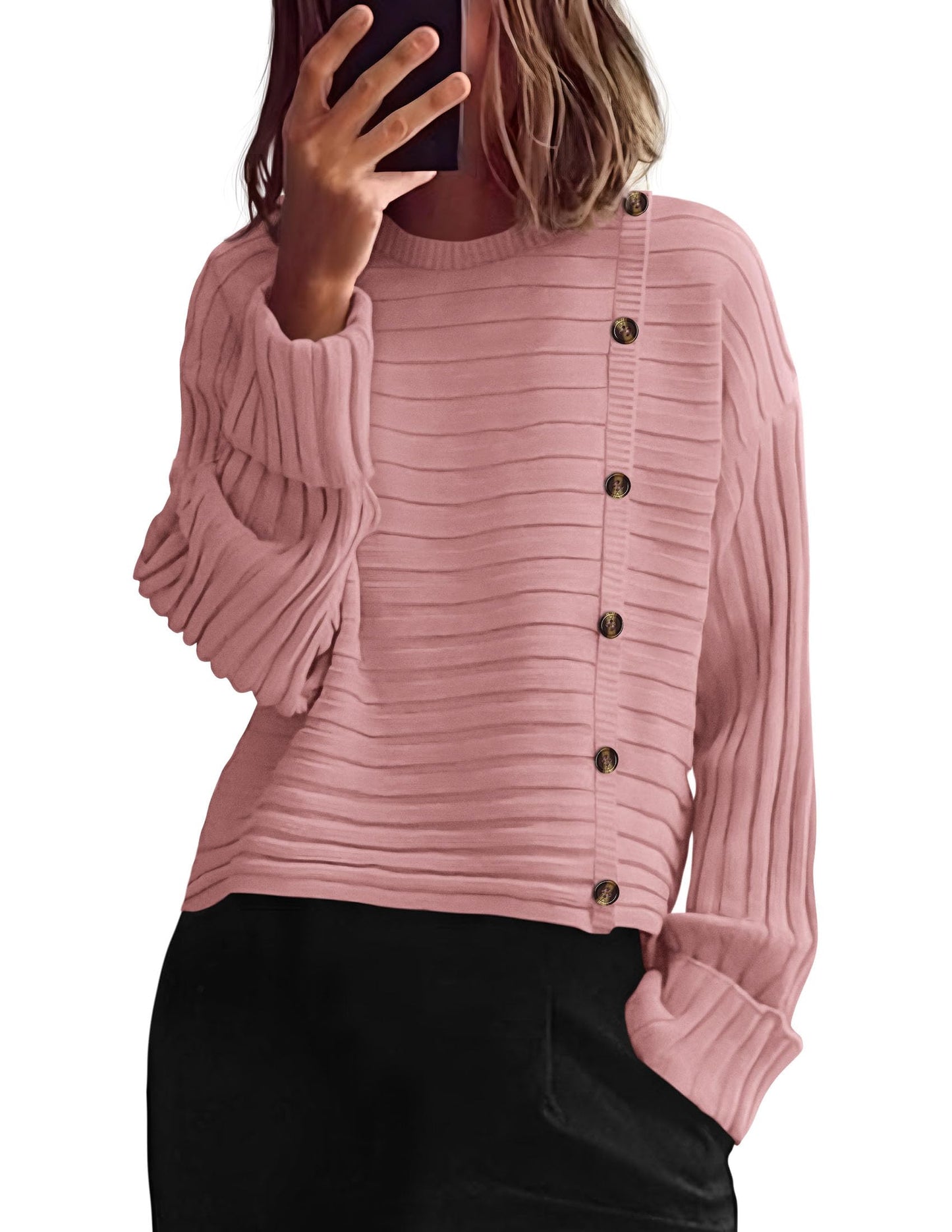 Amazon Side Button Casual Sweater(Several Colors)