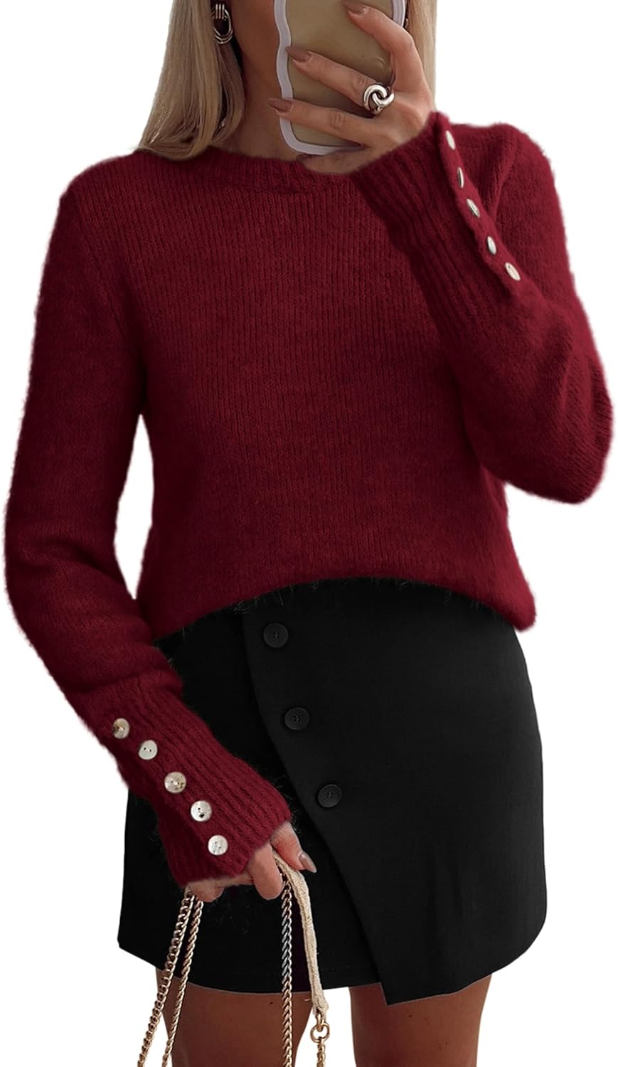 Amazon- Button Long Sleeve Sweater (Several Colors)
