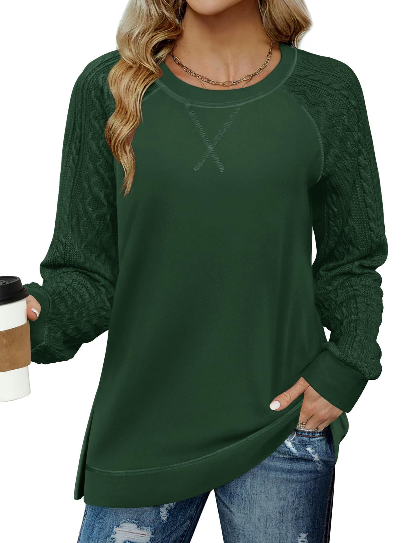 Amazon-Mixed Fabric Top (several colors)