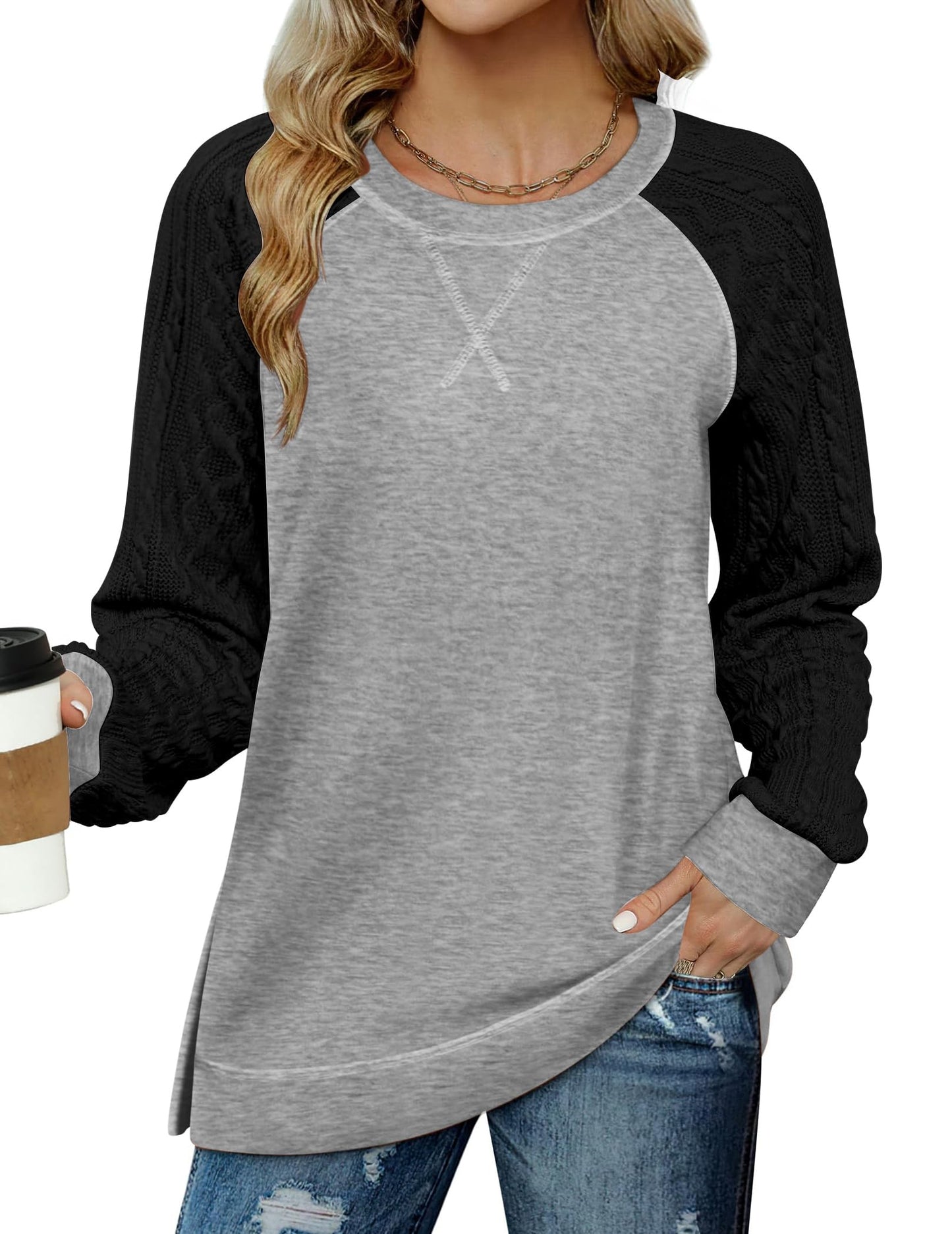 Amazon-Mixed Fabric Top (several colors)