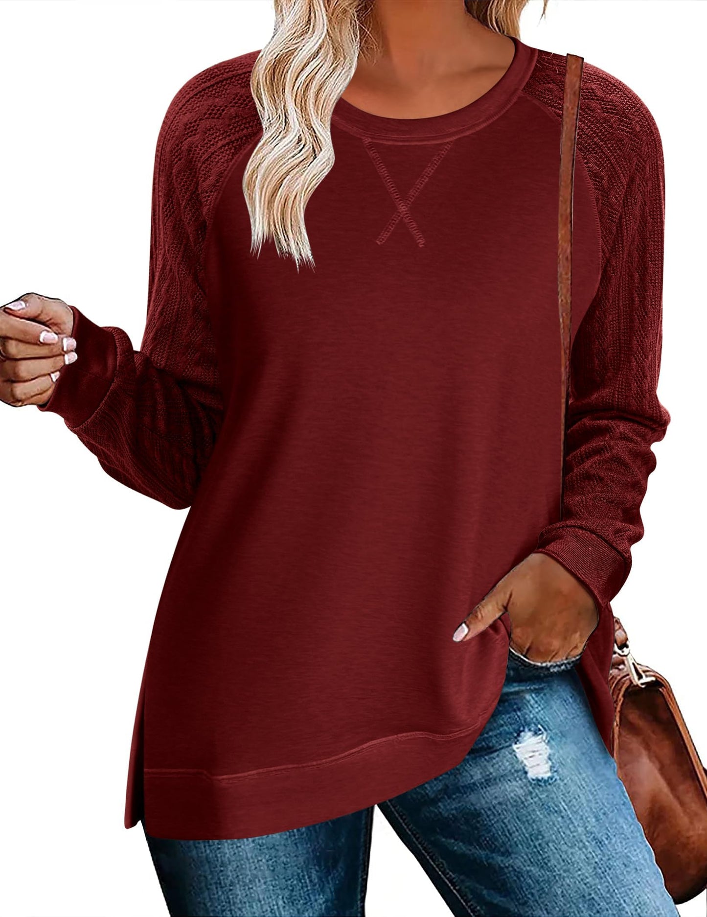 Amazon-Mixed Fabric Top (several colors)