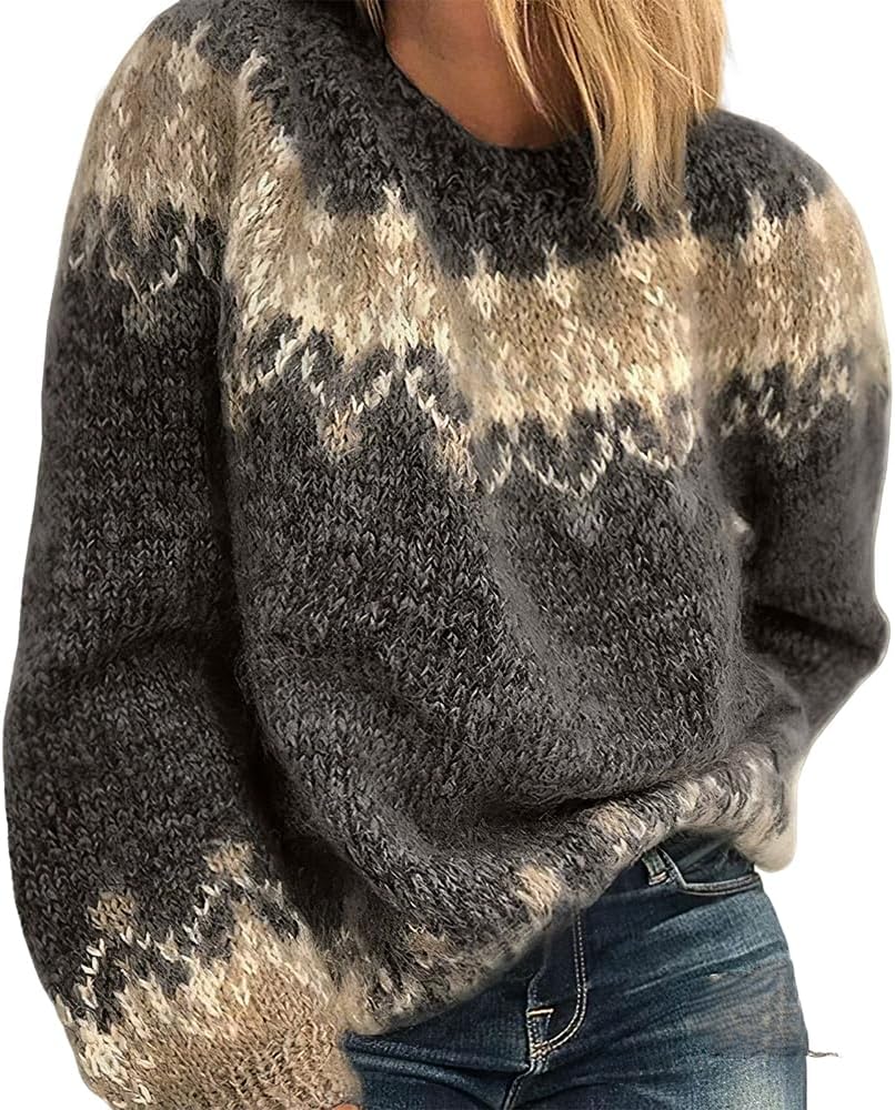 Amazon-Knitted Fair Isle Sweater (Several Colors)