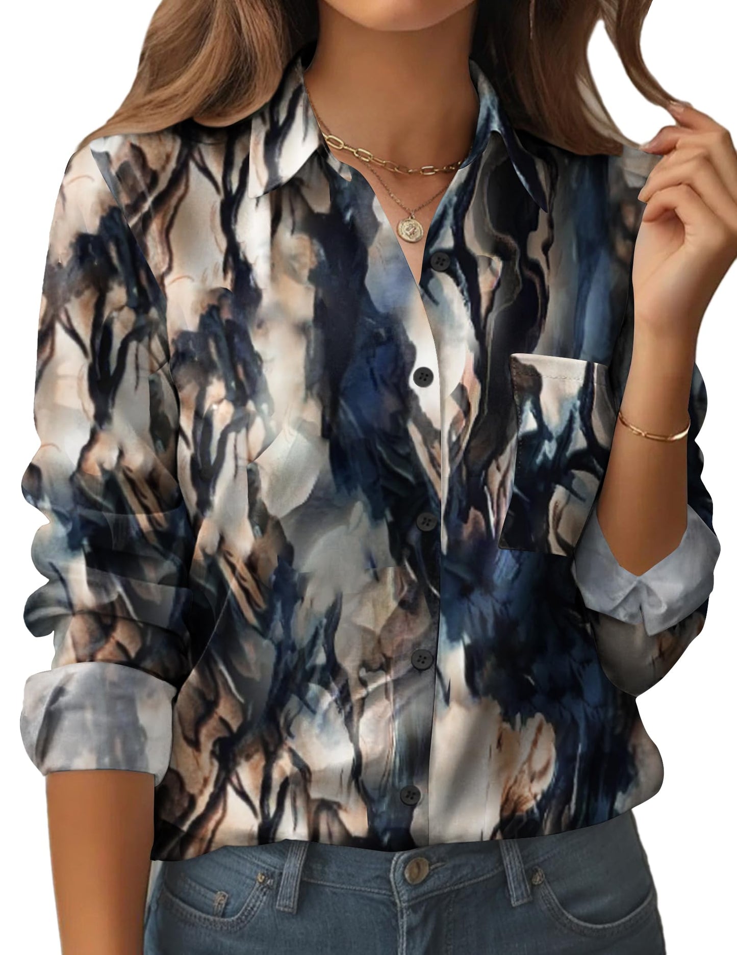 Amazon- Button Down Shirt Long Sleeve Blouse (Several Colors)