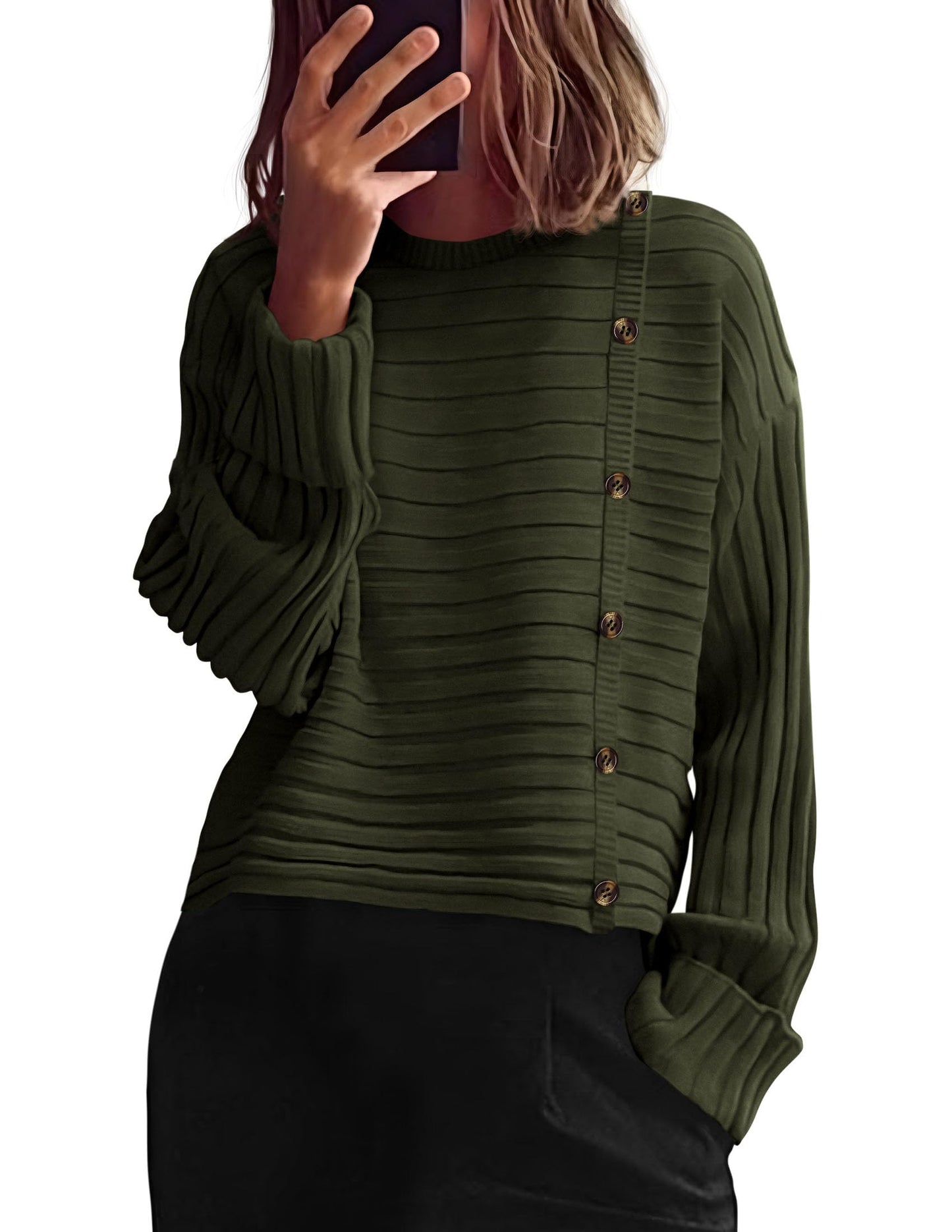Amazon Side Button Casual Sweater(Several Colors)