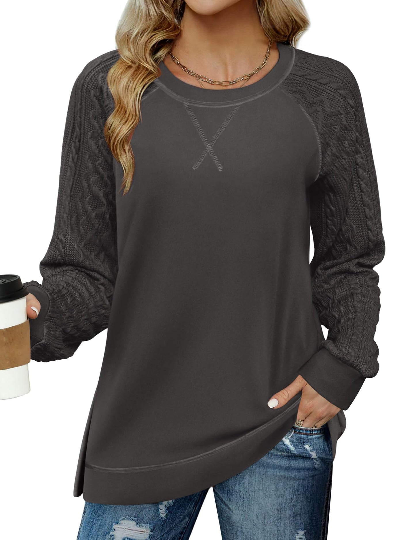 Amazon-Mixed Fabric Top (several colors)