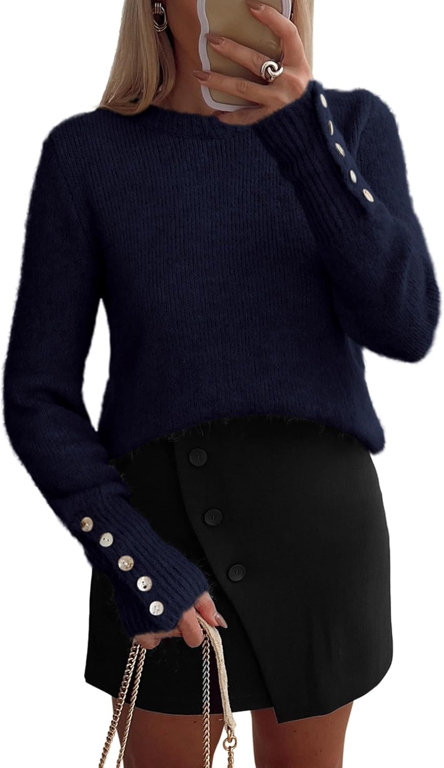 Amazon- Button Long Sleeve Sweater (Several Colors)