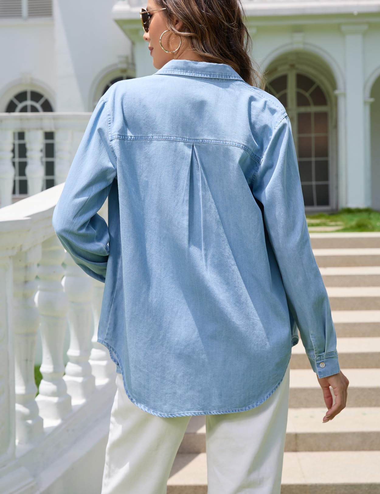 Amazon-Chambray Long Sleeve Button Down Tops (several colors)