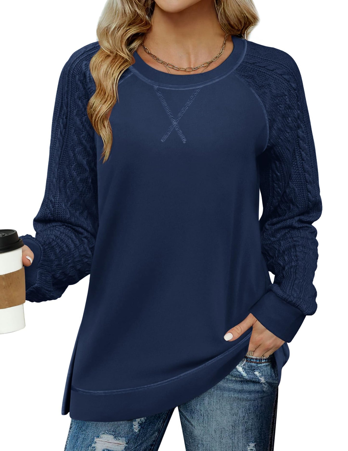 Amazon-Mixed Fabric Top (several colors)