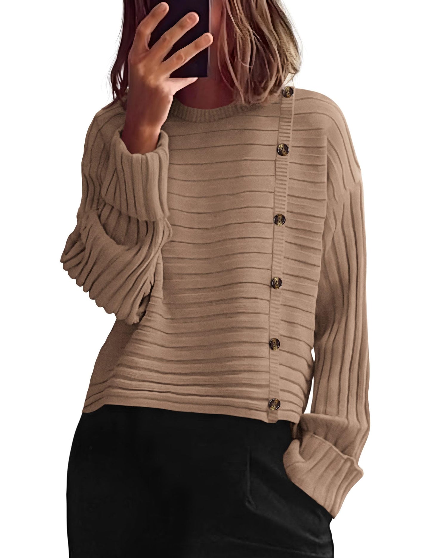 Amazon Side Button Casual Sweater(Several Colors)