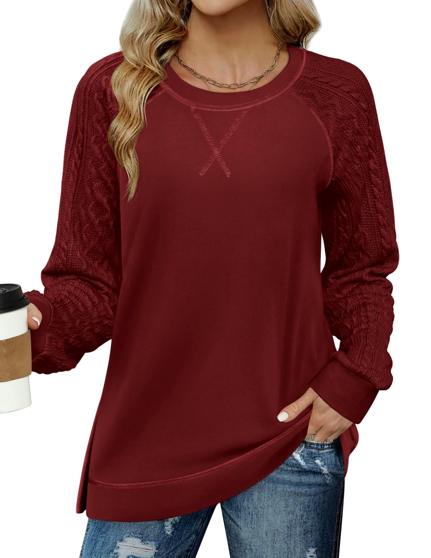 Amazon-Mixed Fabric Top (several colors)