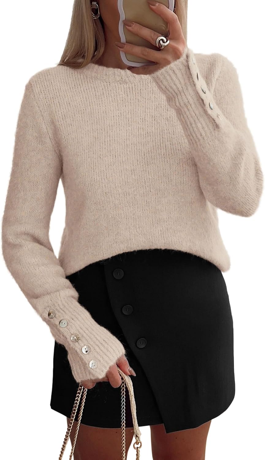 Amazon- Button Long Sleeve Sweater (Several Colors)
