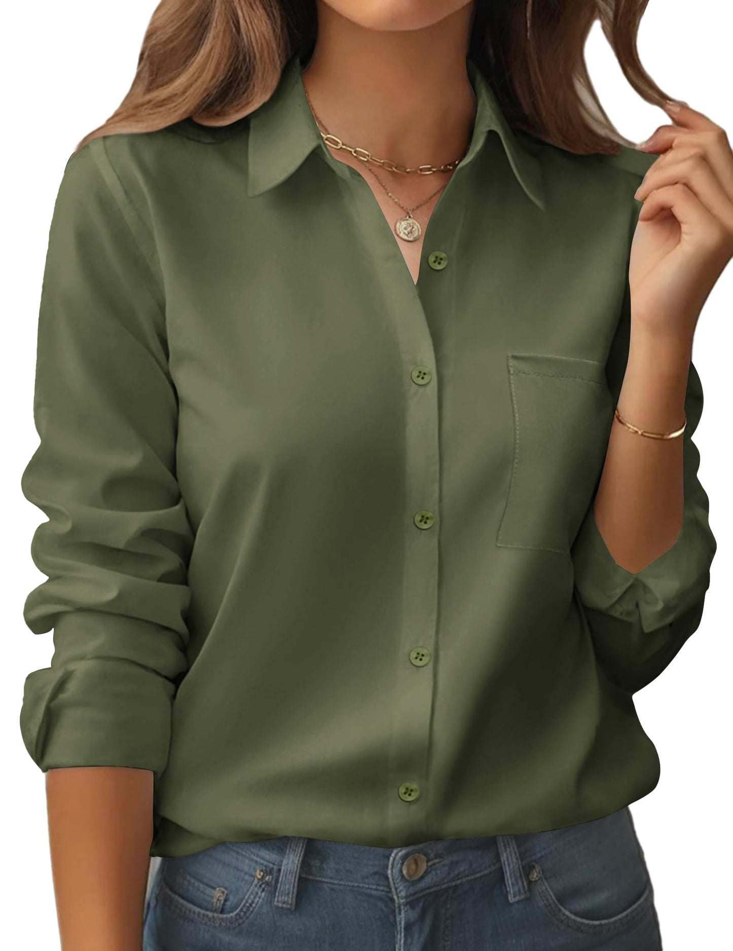 Amazon- Button Down Shirt Long Sleeve Blouse (Several Colors)