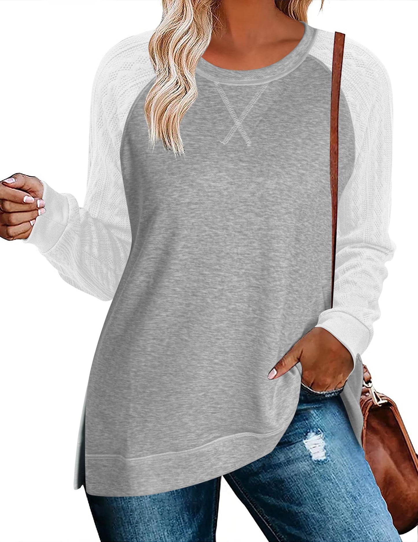 Amazon-Mixed Fabric Top (several colors)