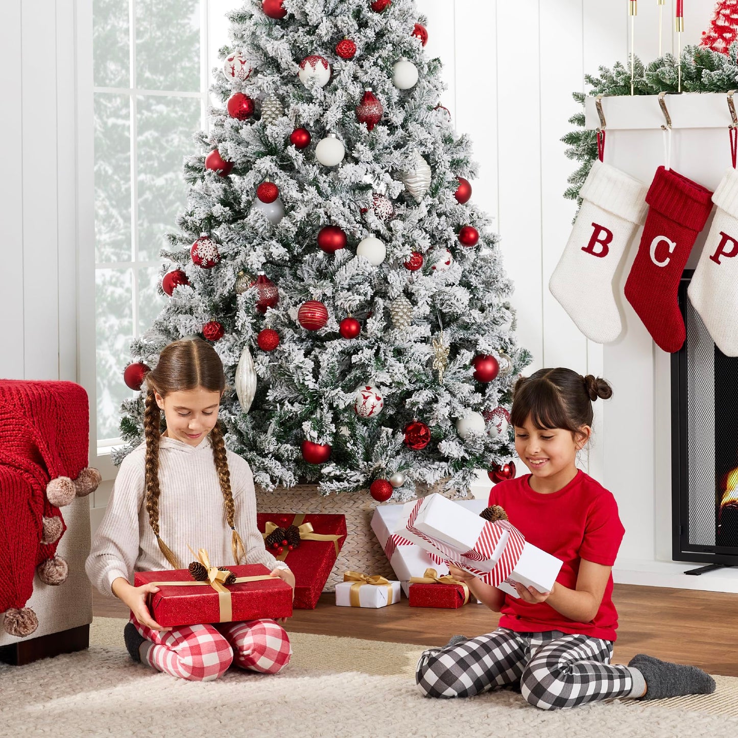 Amazon-Artificial Flocked Christmas Tree (5 sizes)