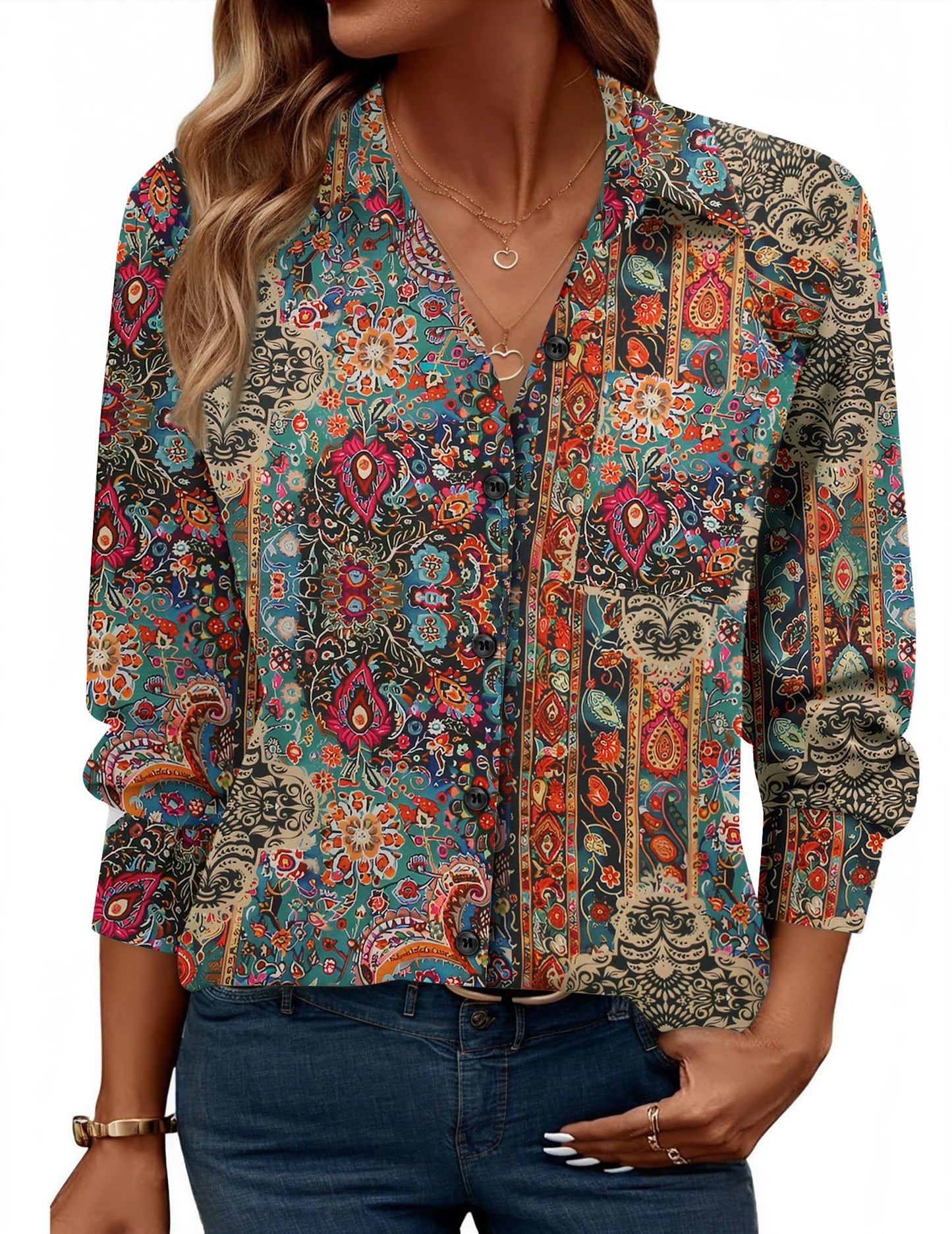 Amazon- Button Down Shirt Long Sleeve Blouse (Several Colors)