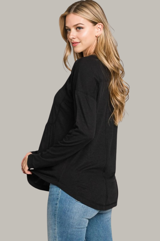 Ribbed Button Henley