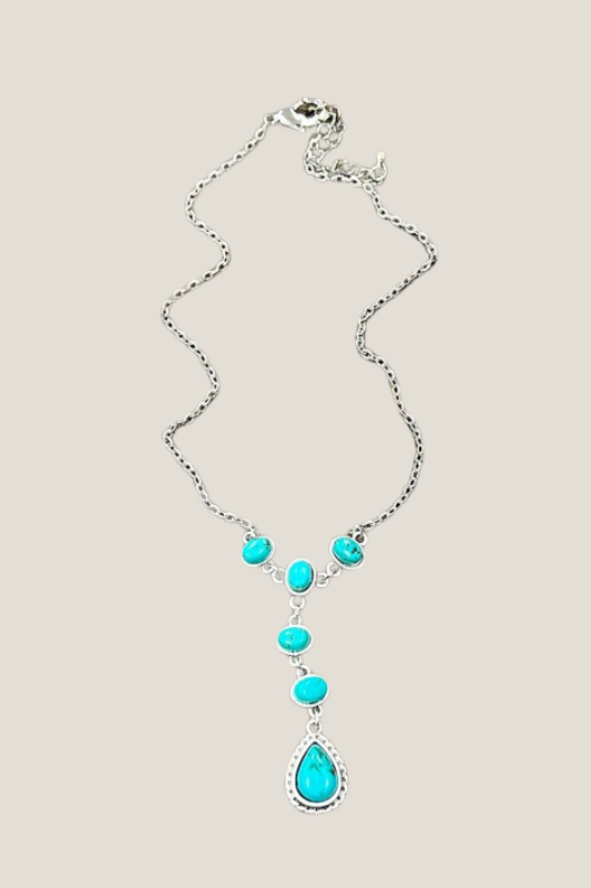 Faux Turquoise Drop Necklace