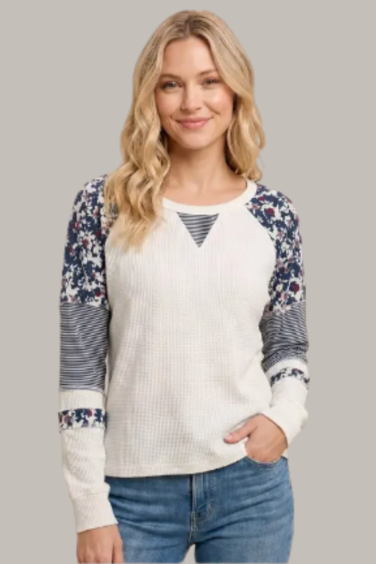 Color Block Waffle Knit Top