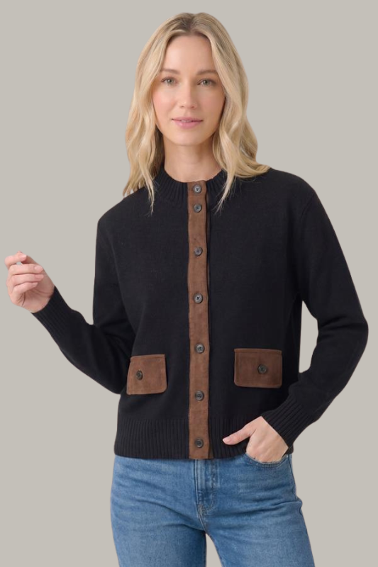 The Sydney Suede Trimmed Cardigan
