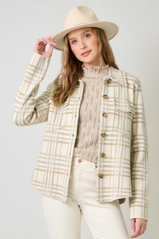 Check Patterned Sweater Jacket