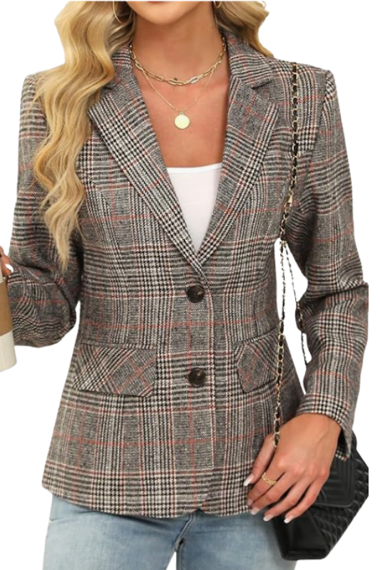 Amazon-Houndstooth Plaid Blazer (several colors)