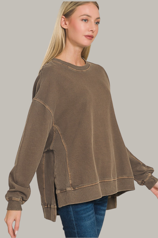 Mineral Wash Sweatshirt (Brown)