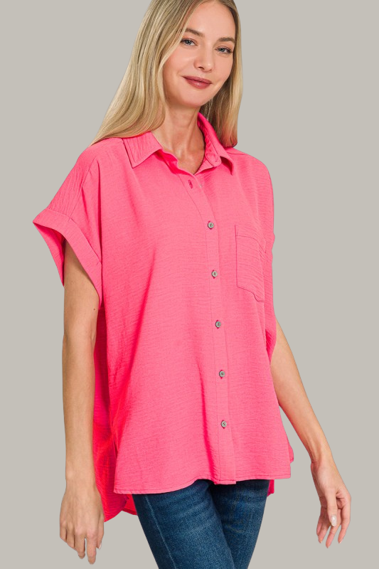 Easy Breezy Blouse (Fuschia)