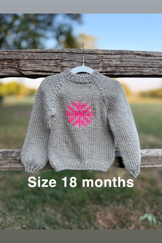 Handmade Children's Ski Sweater (grey/pink snowflake)