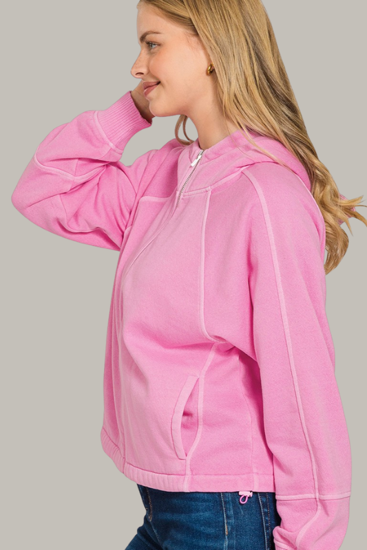 Mineral Wash Hoodie Sweatshirt (Pink)