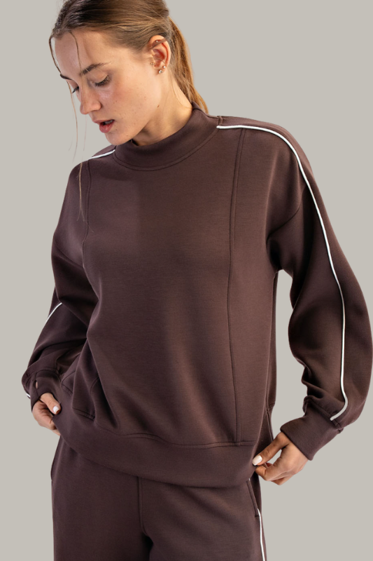 Piper Piping Mock Neck Sweatshirt
