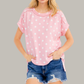 Ribbed Drop Shoulder Top- Pokadot