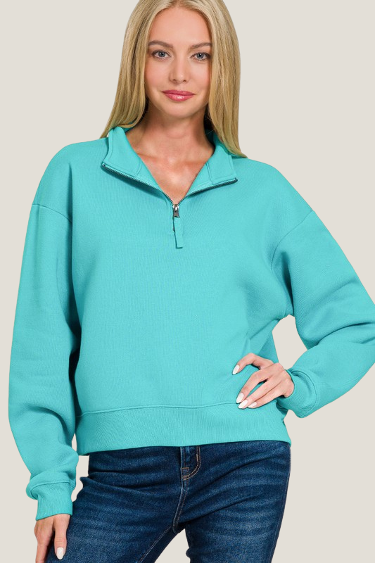 Closet Staple Quarter Zip (Turquoise)