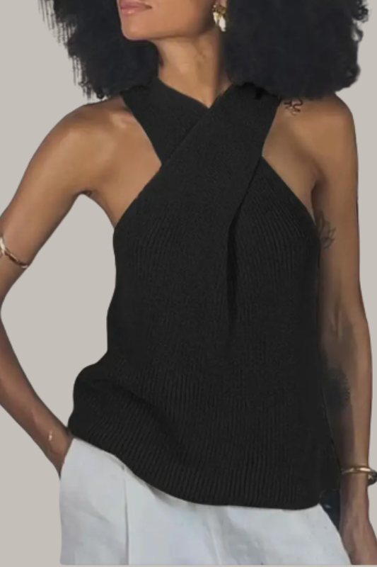 Criss Cross Knit Halter Tank PRE-ORDER