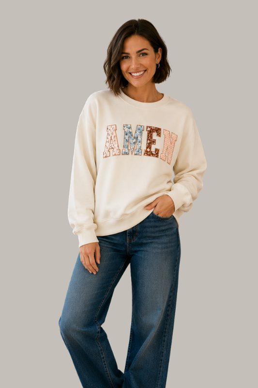 Amen Graphic Sweatshirt (Bone)