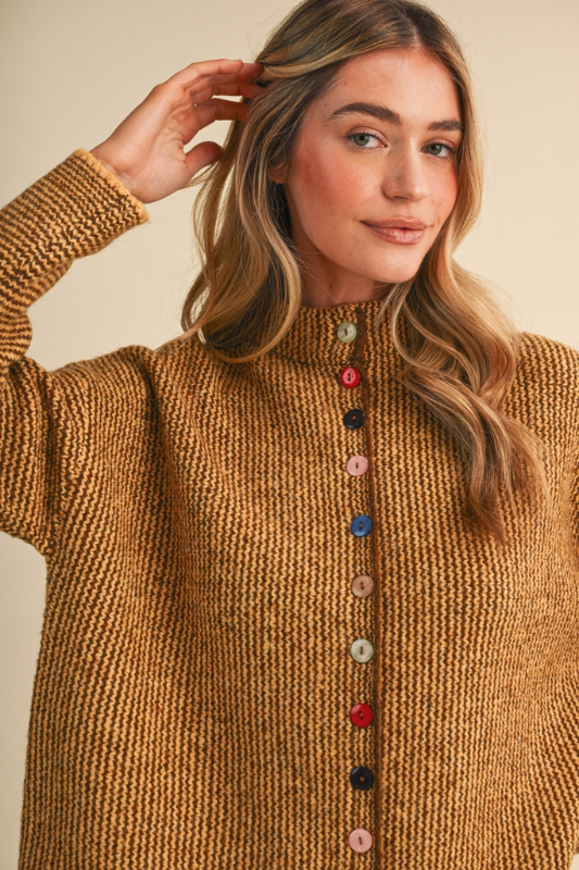 Colorful Button Stripe Cardigan