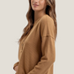 V Neck Henley Top (Almond)