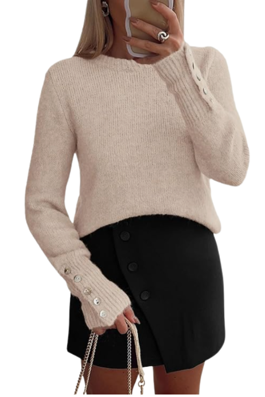 Amazon- Button Long Sleeve Sweater (Several Colors)