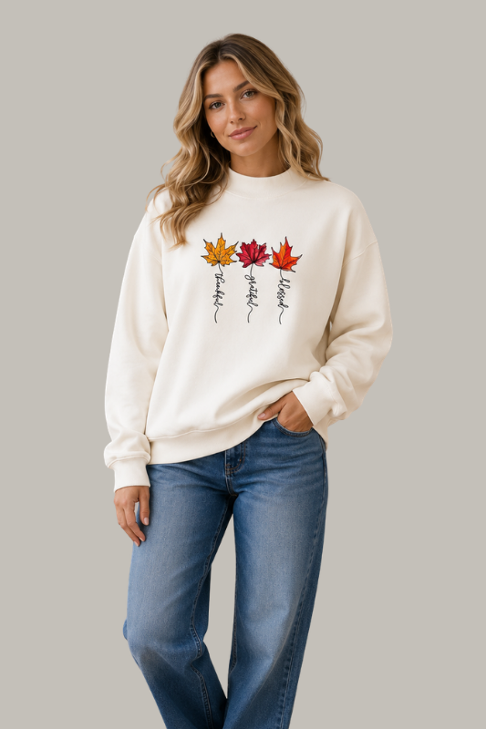 Fall Leaves Mock Neck Sweatshirt