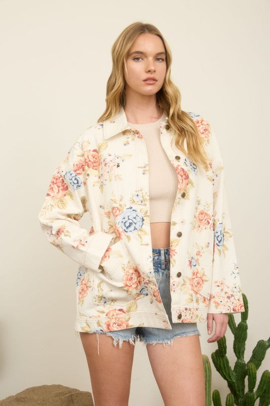 Spring Floral Denim Jacket