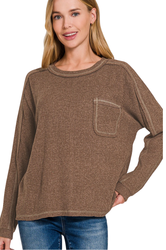 Brushed Ribbed Hacci Top