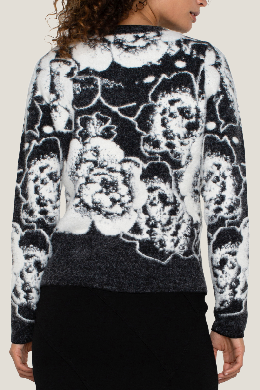 LIVERPOOL: Long Sleeve Floral Crewneck Sweater