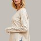 Crochet Sleeve Henley Top (Cream)