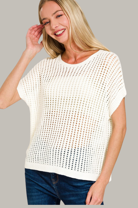 Open Knit Sweater- Ivory