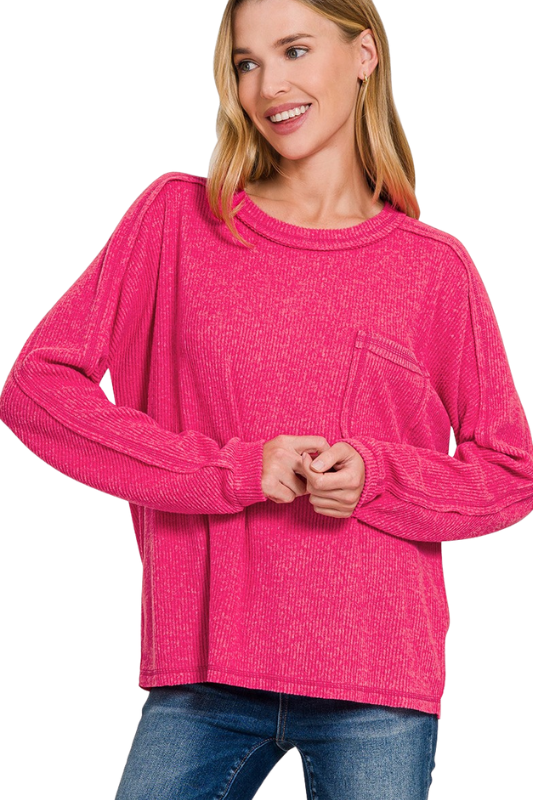 Brushed Ribbed Hacci Top